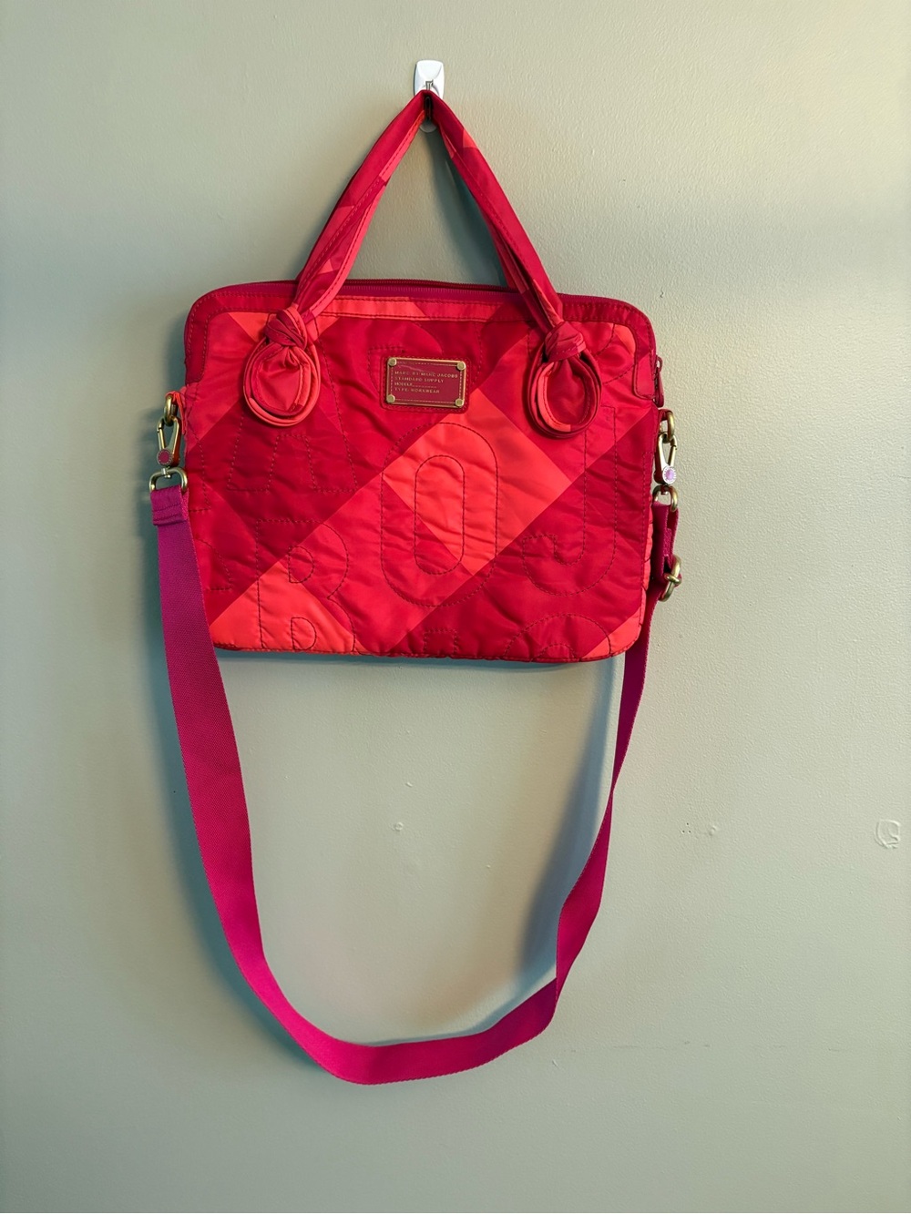 Marc by Marc Jacobs Quilted Red and Pink Laptop Bag